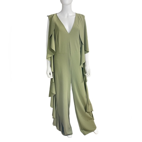 Women’s Green Raffle V Neck Sleeveless Jumpsuit
New - Picture 2 of 6